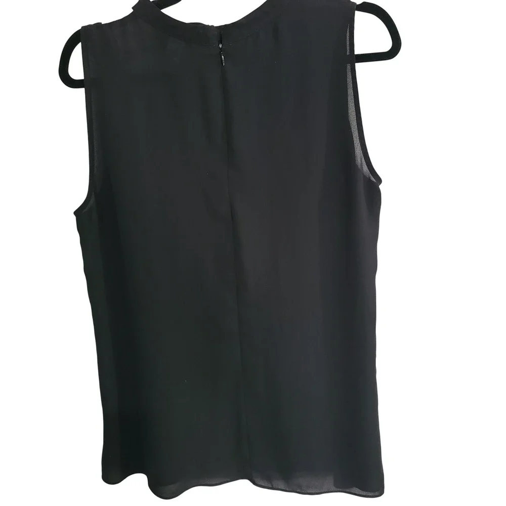 White House Black Market Black White Colorblock Sleeveless Shell Blouse Large - Picture 7 of 12